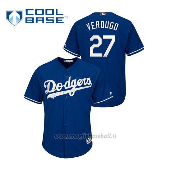 Maglia Baseball Uomo Los Angeles Dodgers 27 Alex Verdugo Cool Base Blu